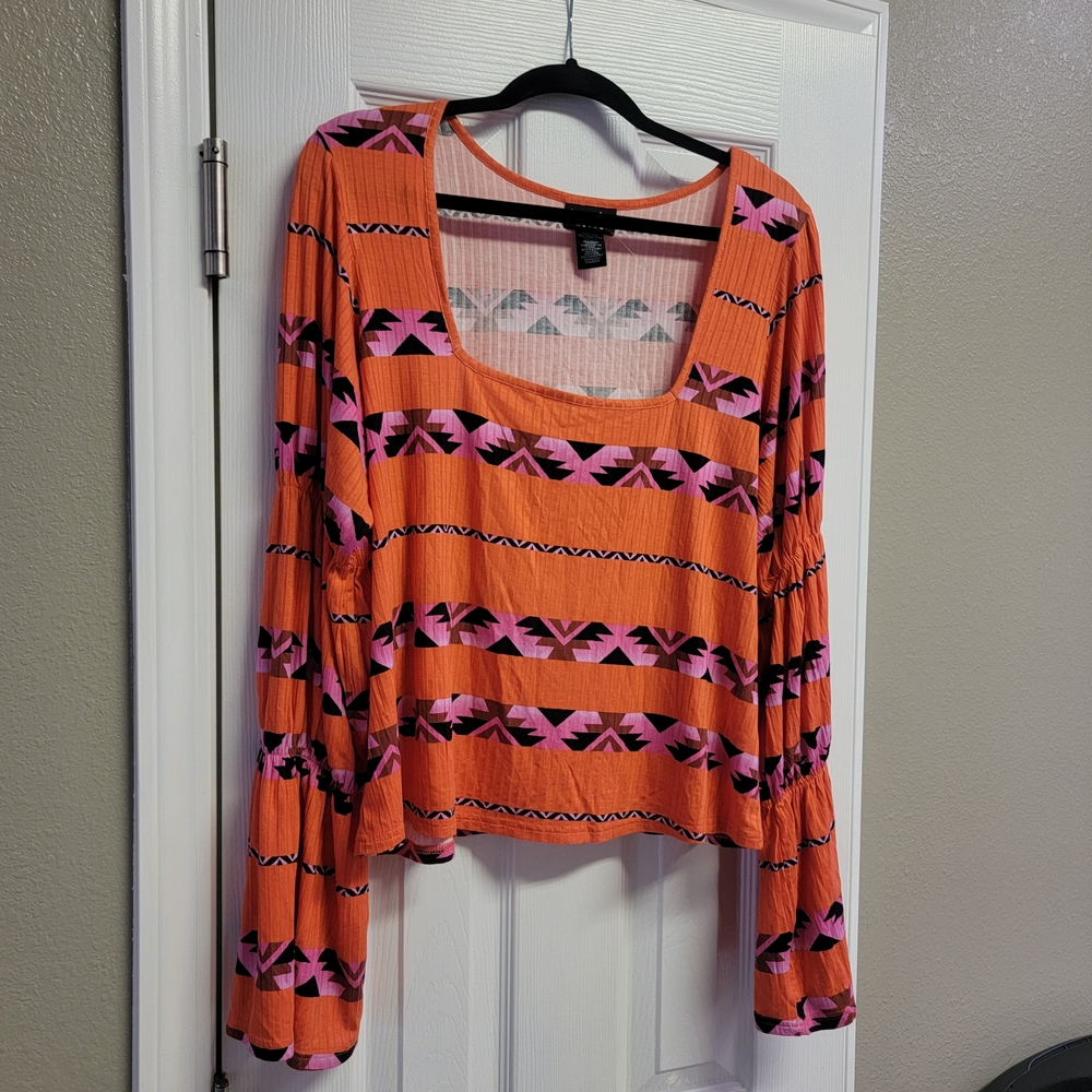Wrangler Orange and Pink Geometric Blouse